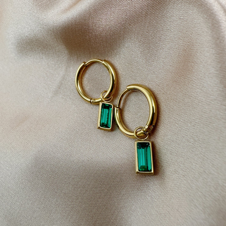 Rectangular colored zirconia earrings